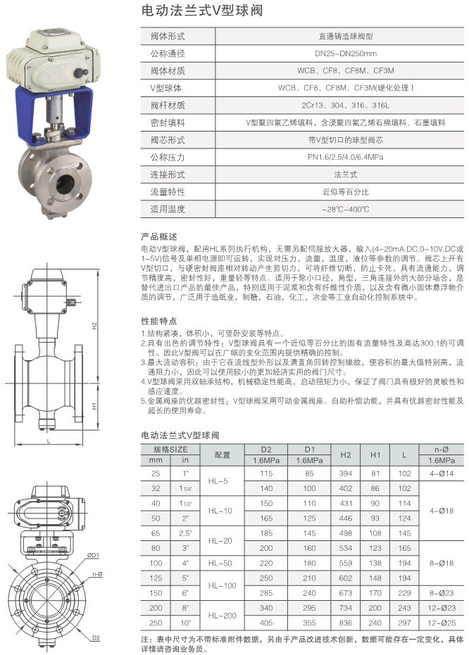 VQ947F电动V型球阀结构图